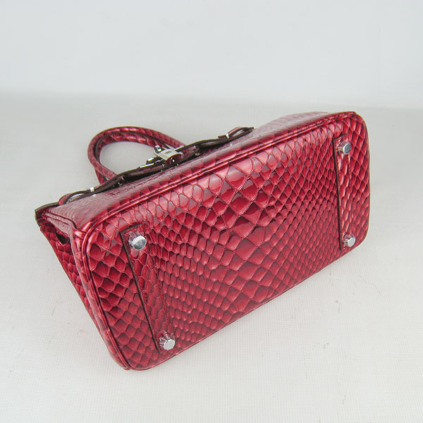 Replica Hermes Birkin 30CM Fish Veins Leather Bag Dark Red 6088 On Sale - Click Image to Close